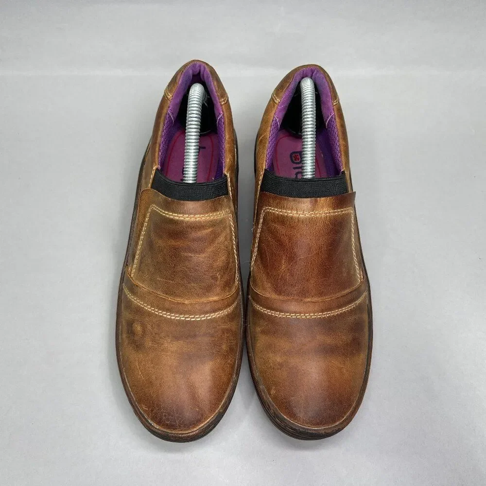 Bionica Women's Size 7 Grinnell Brown Leather Wedge Slip On‎ Shoes